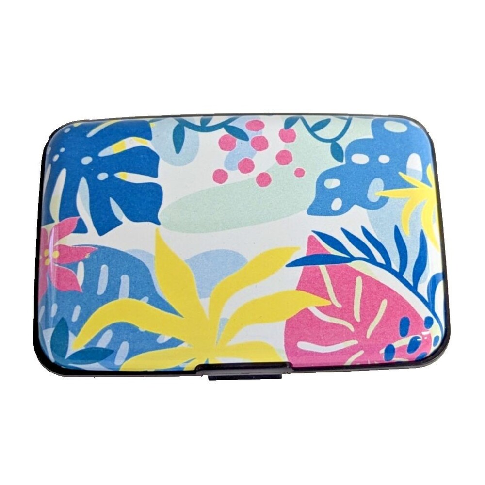 Total Vision RFID Card Credit Case Ultra Slim Lightweight Metal Tropical Floral